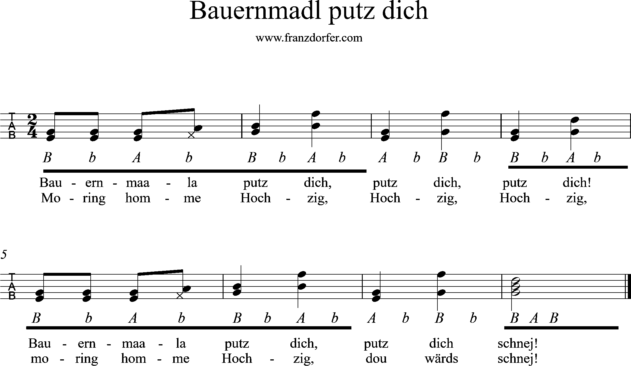steirische lernen, Achtel Noten - Bauernmadl putz dich